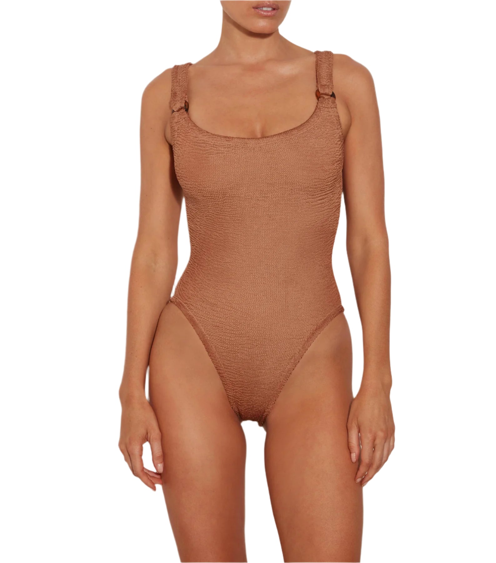 HUNZA G Domino Swim Crinkle Metallic Cocoa | Halcyon Atelier