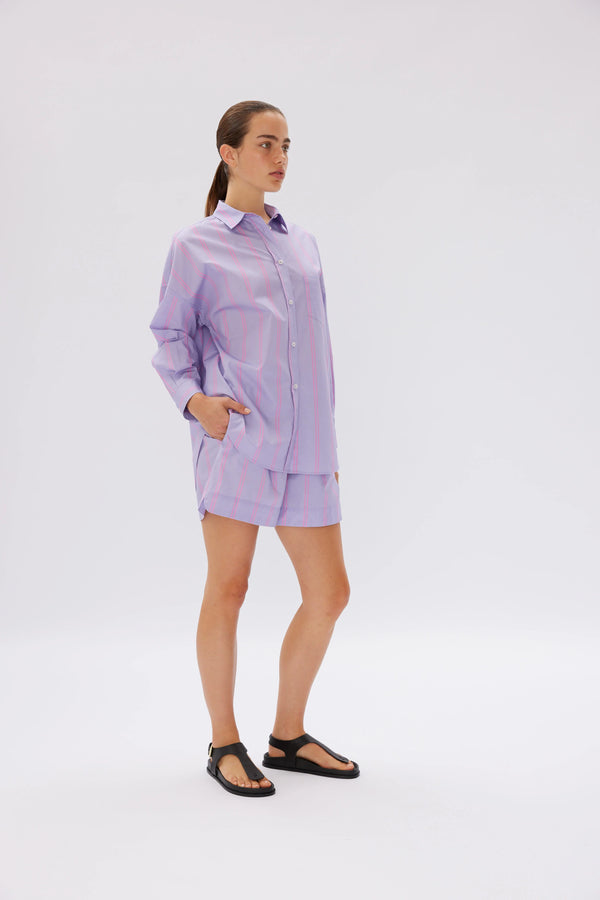 LMND The Chiara Short Two Stripe Violet Light/Bubble Gum | Halcyon Atelier