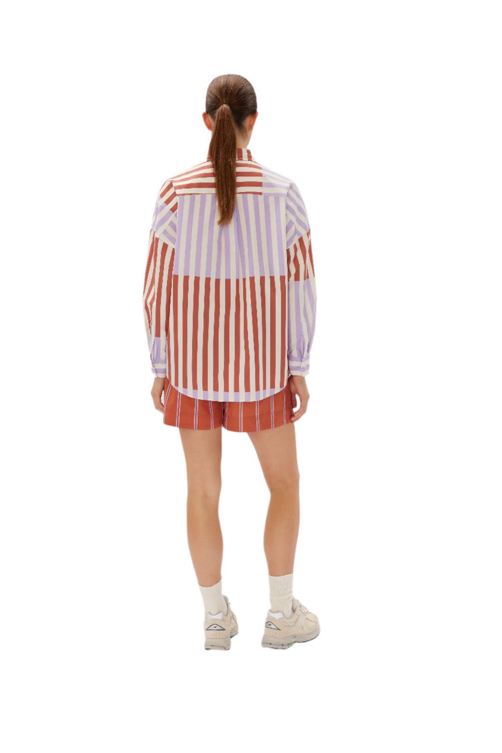 LMND The Chiara Shirt Combo Stripe Violet Light/Rust | Halcyon Atelier