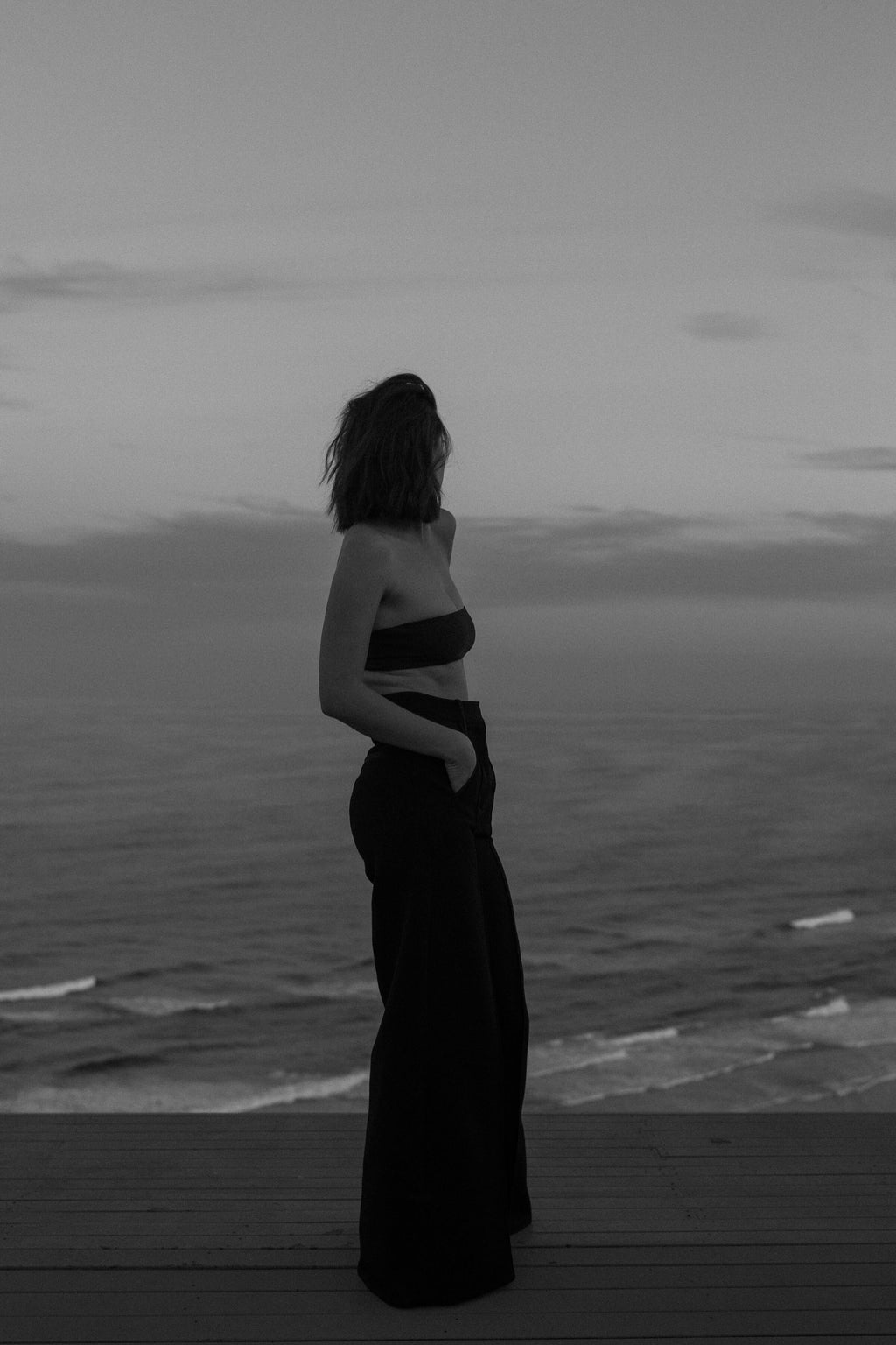 The Bandeau Top Black Rib