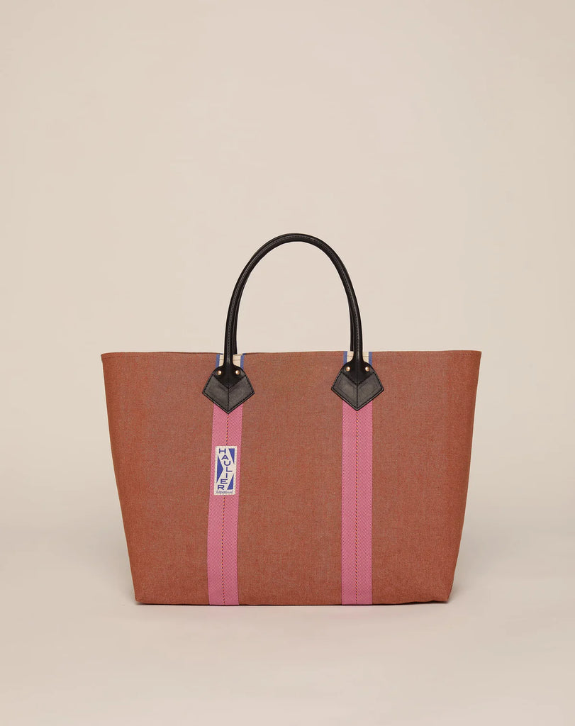 HAULIER Large Utility Tote Bag - Tan w Pink | Halcyon Atelier