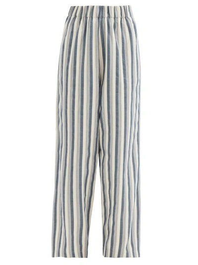 Palazzo Pants With Split Cuff Micro Bold Stripe