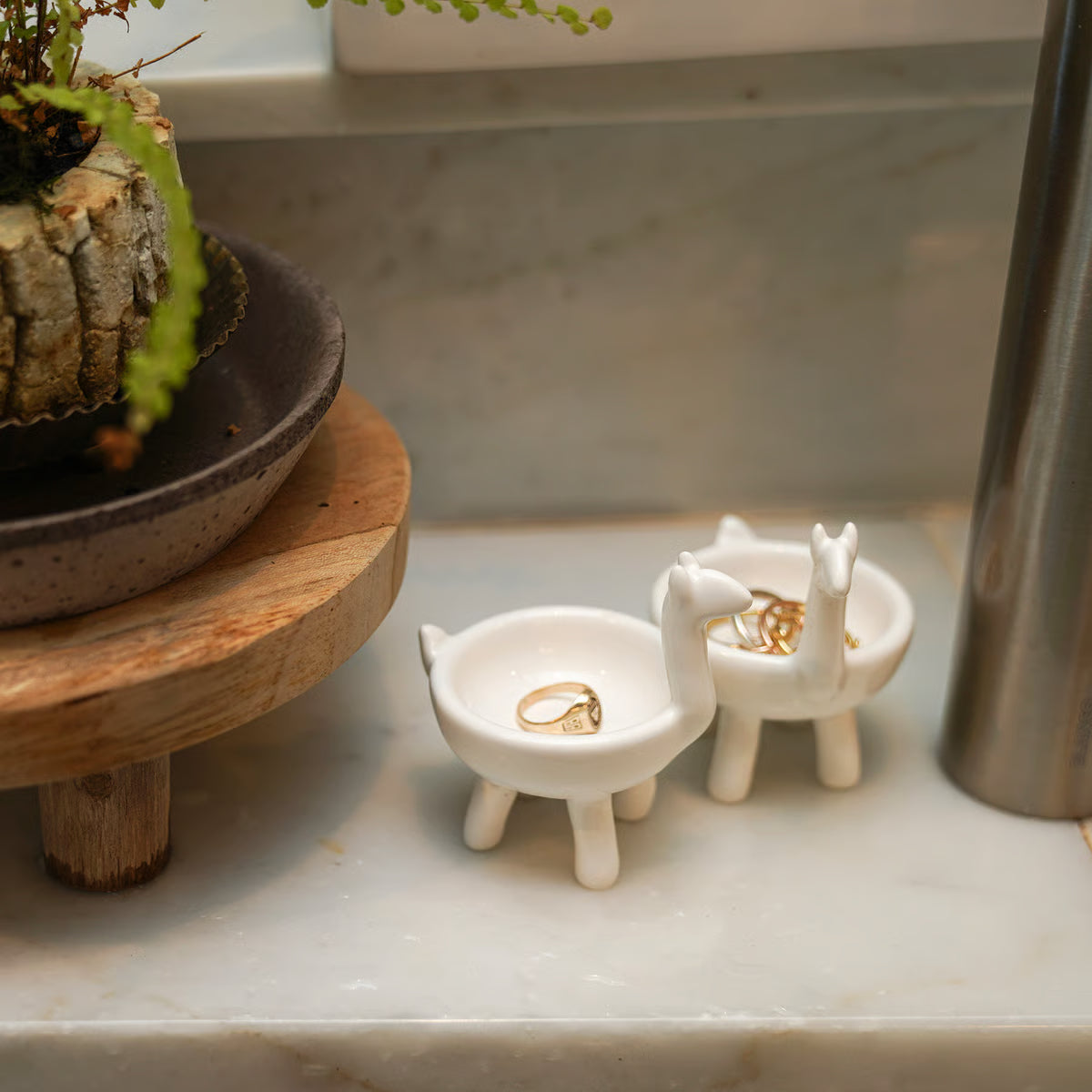 Ceramic Llama Pinch Bowls - Set of 2