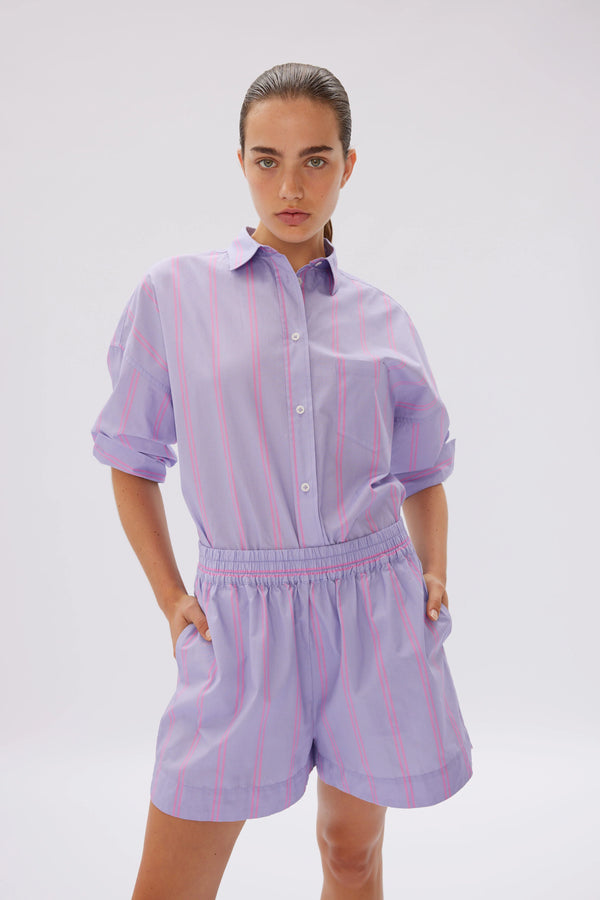 LMND The Chiara Short Two Stripe Violet Light/Bubble Gum | Halcyon Atelier