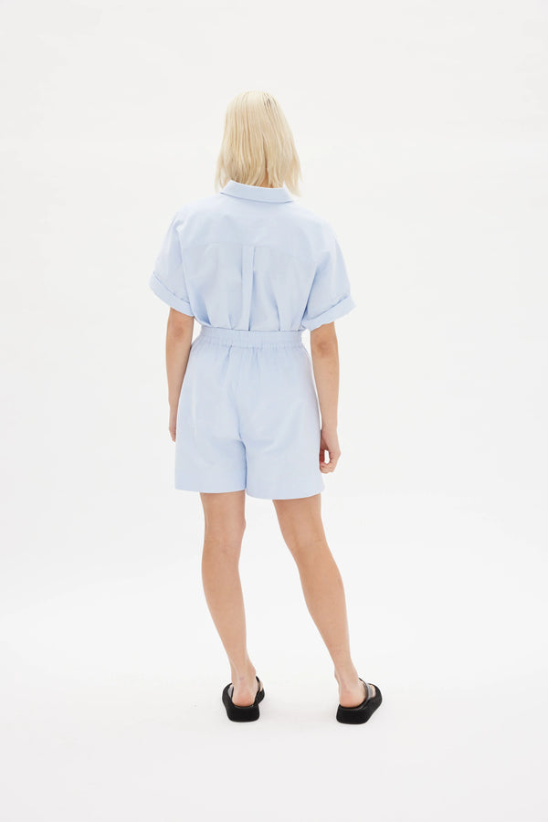 LMND The Chiara Short Sleeve Shirt Oxford Blue | Halcyon Atelier