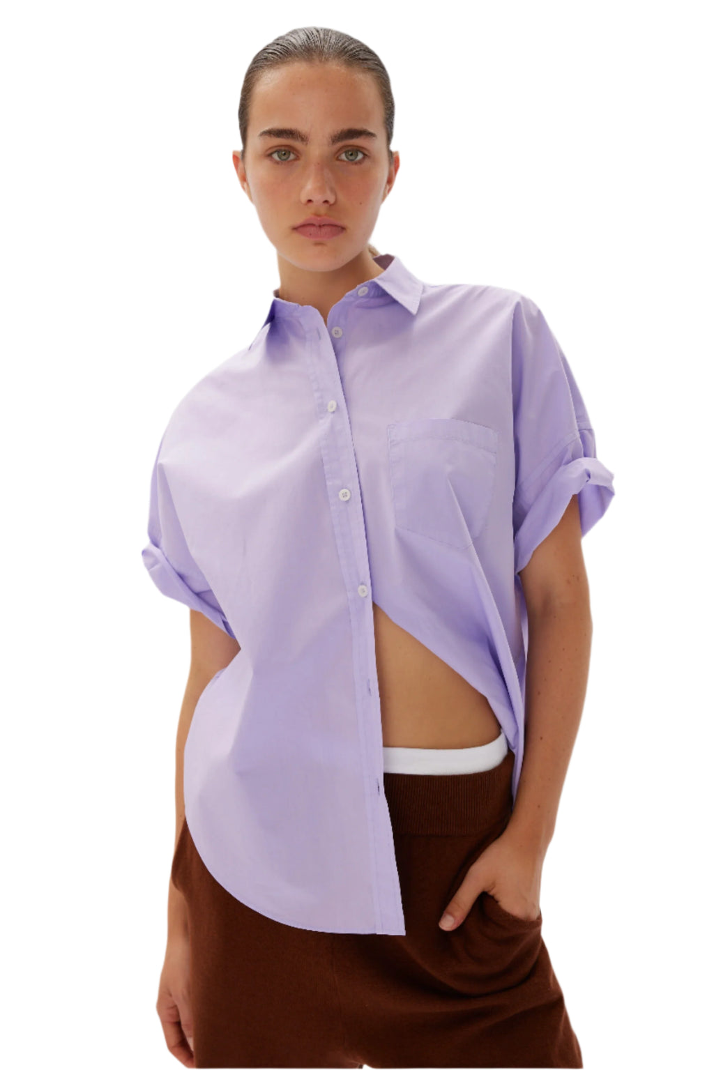 LMND The Chiara Short Sleeve Shirt Violet Light | Halcyon Atelier