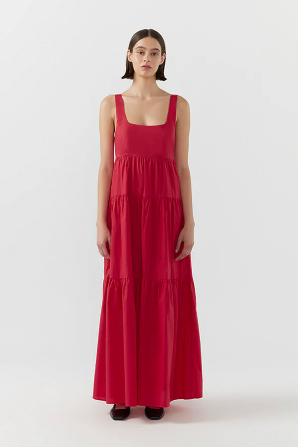 BIRD & KNOLL Zoe Maxi Dress Rojo | Halcyon Atelier