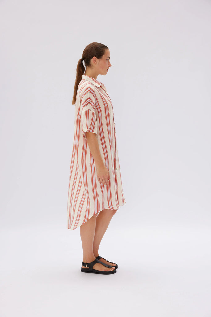 LMND The Marala Short Sleeve Dress Vanilla/Rust | Halcyon Atelier