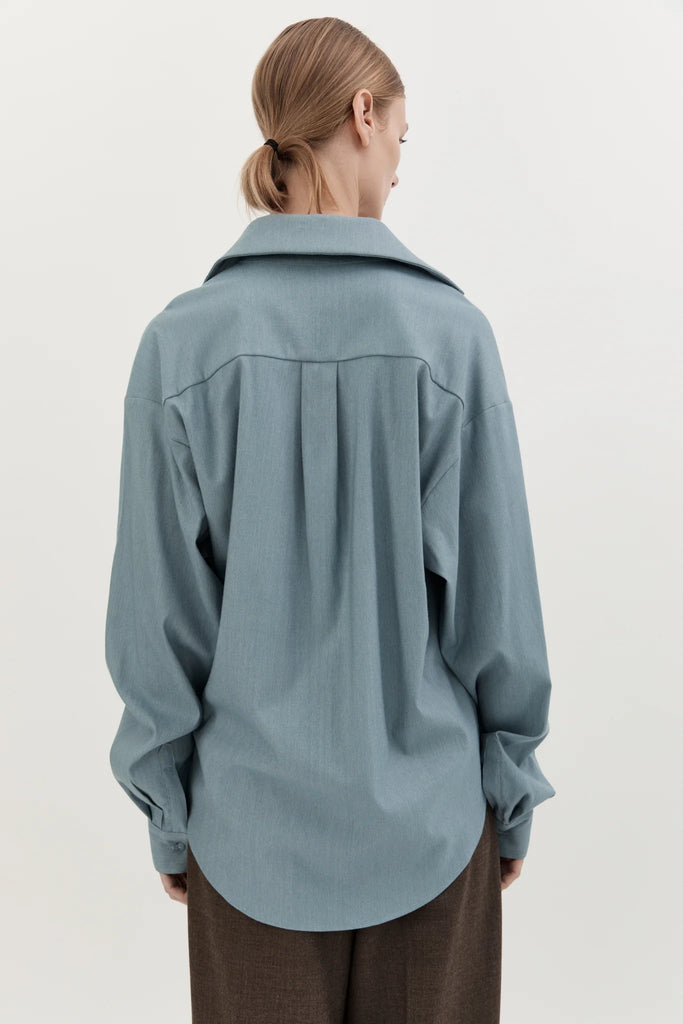 Hyde & Stone Classic Wool Shirt - Sky Blue | Halcyon Atelier