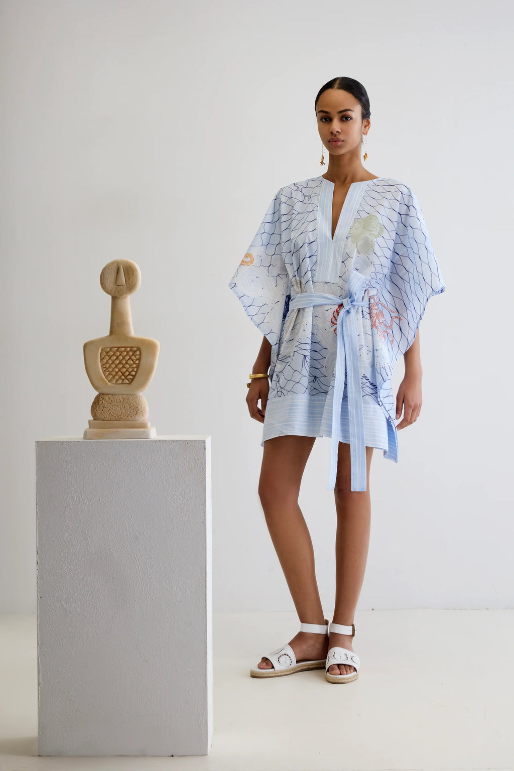 ANCIENT KALLOS Aegean Myth Mini Belted Kaftan | Halcyon Atelier