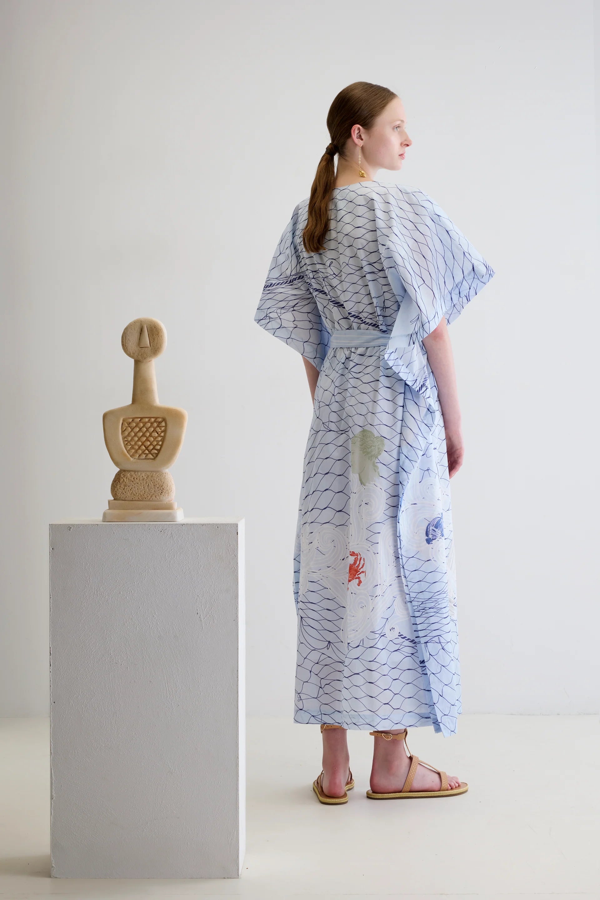 ANCIENT KALLOS Aegean Myth Belted Long Kaftan | Halcyon Atelier