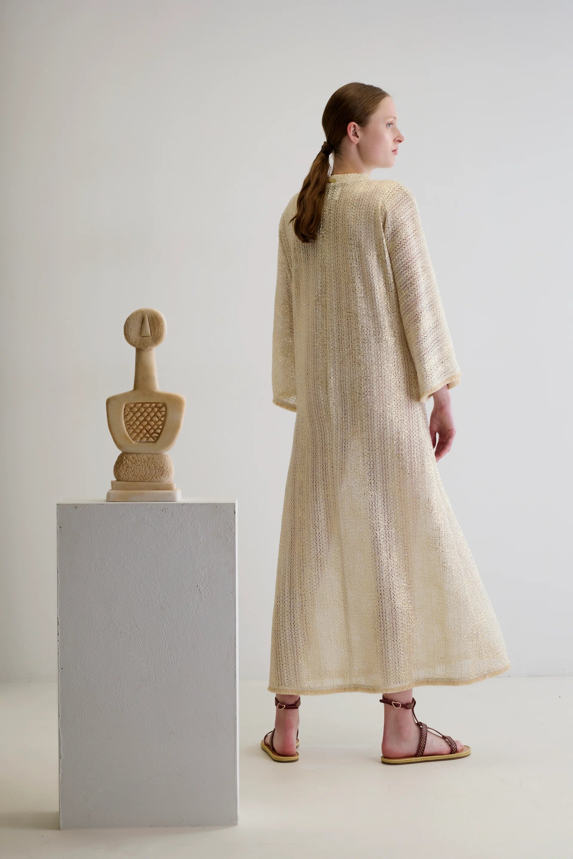 ANCIENT KALLOS Hera Golden Long Caftan | Halcyon Atelier