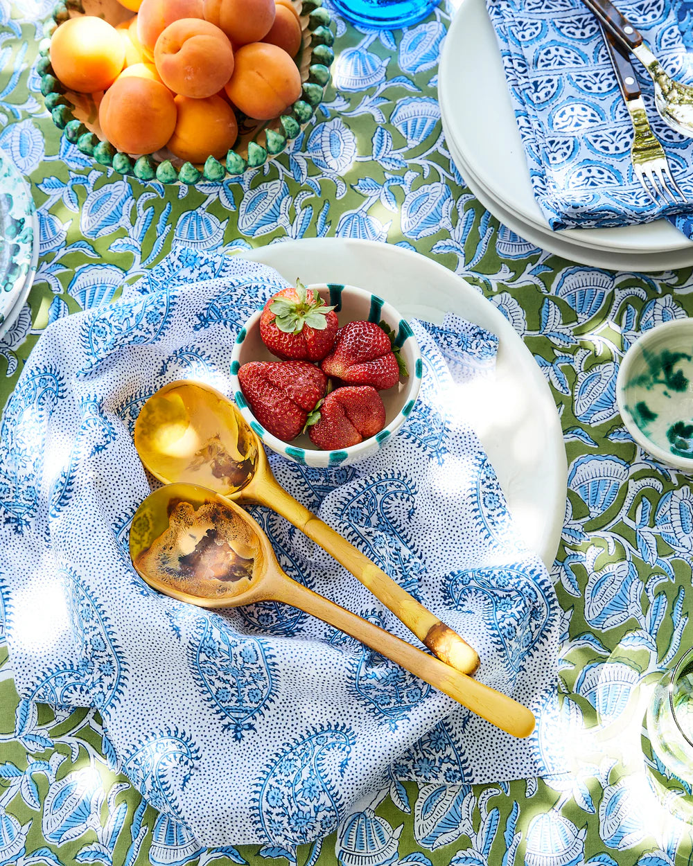 Paisley Azure Cotton Napkins - Set of 4