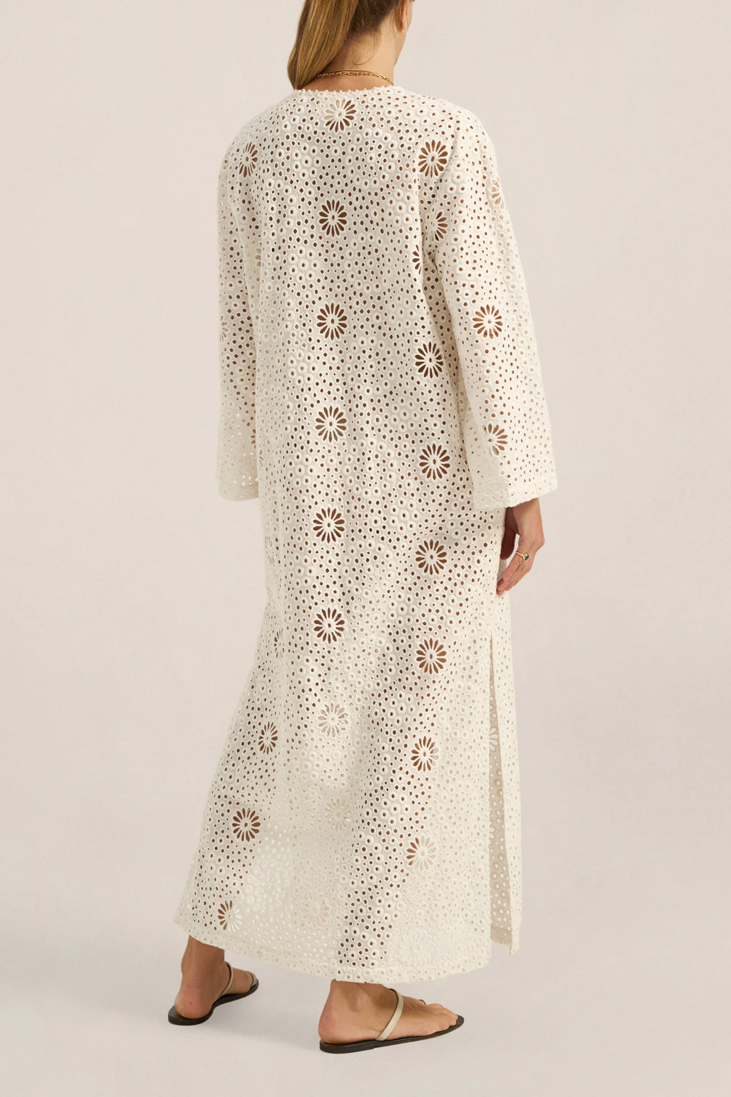 Hestia Caftan White Eyelet