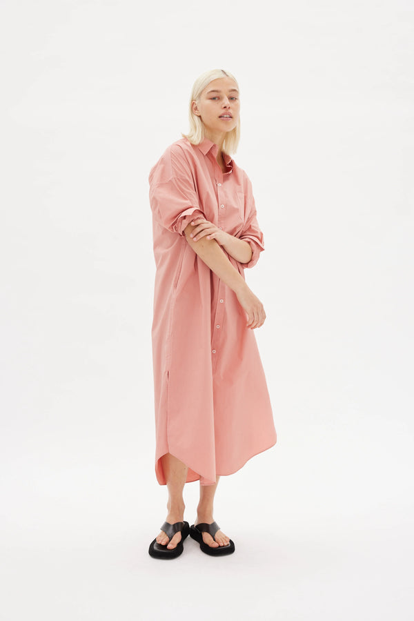 The Chiara Shirt Maxi Dress Himalayan Pink