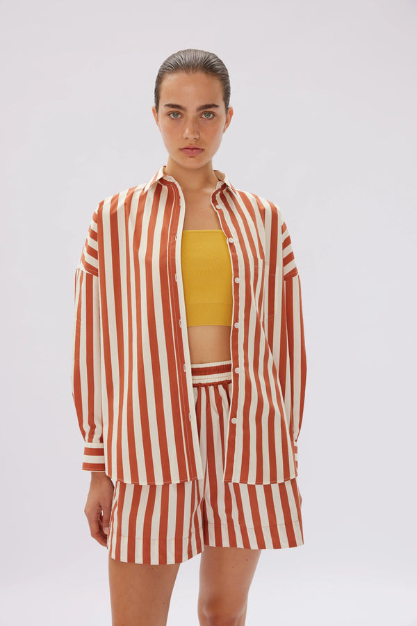 LMND The Chiara Shirt Stripe Rust/Vanilla | Halcyon Atelier