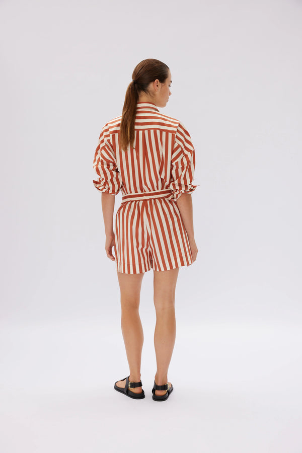 LMND The Chiara Shirt Stripe Rust/Vanilla | Halcyon Atelier