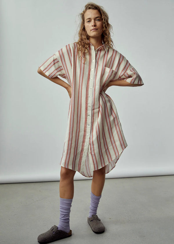 LMND The Marala Short Sleeve Dress Vanilla/Rust | Halcyon Atelier