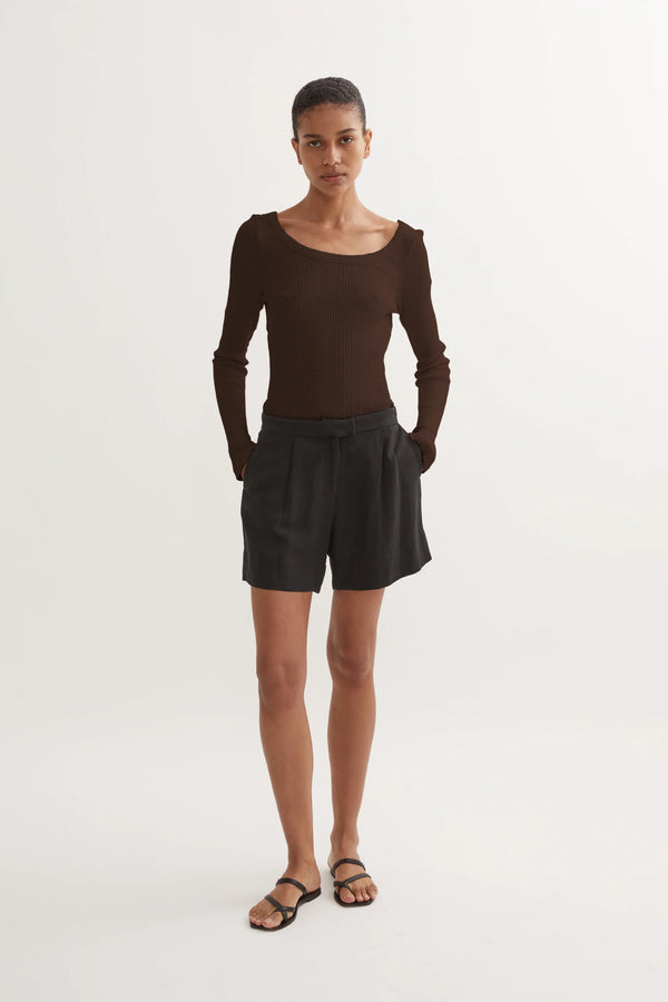 Hyde & Stone Tove Knit Long Sleeve Chocolate | Halcyon Atelier