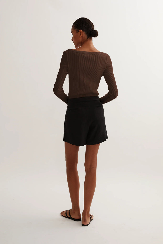 Hyde & Stone Tove Knit Long Sleeve Chocolate | Halcyon Atelier