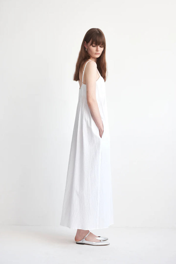 Viv Dress White Cotton Seersucker