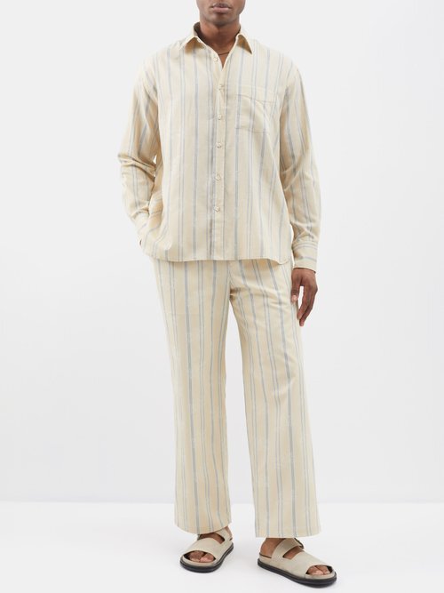 Relaxed Cotton Shirt - Faded Stripe Beige