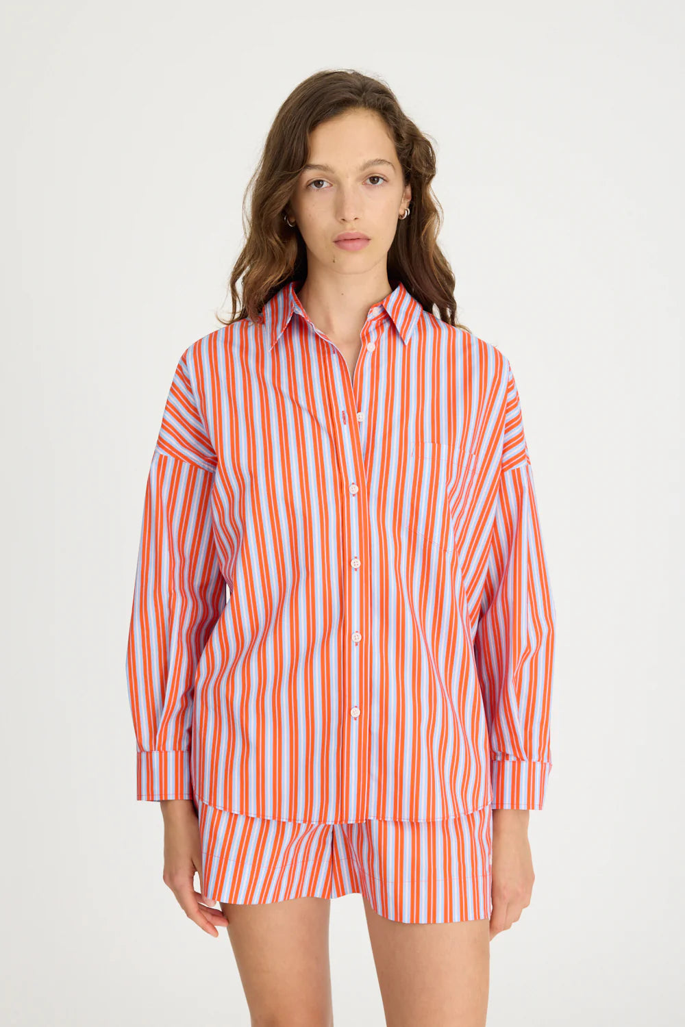 Chiara Long Sleeve Shirt Multi Stripe Spicy Orange/Himalayan/Blue