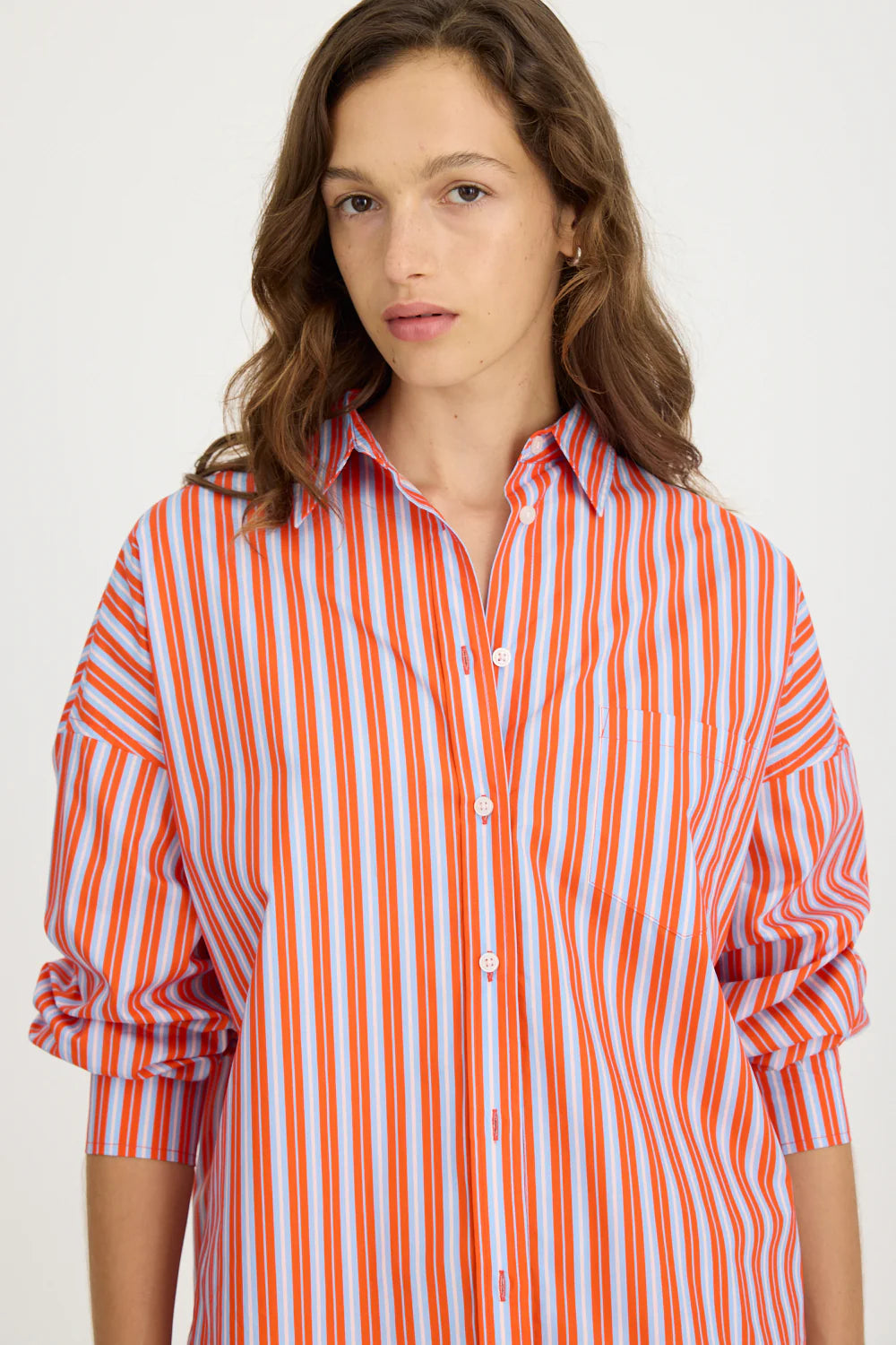 Chiara Long Sleeve Shirt Multi Stripe Spicy Orange/Himalayan/Blue