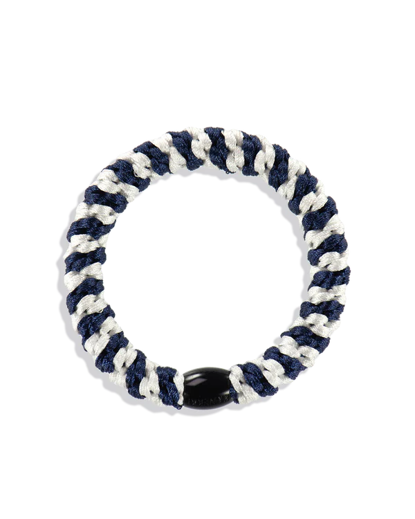 White Navy Stripe Hair Tie