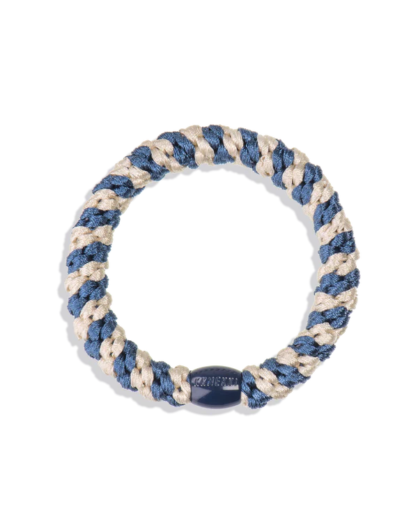Indigo Ivory Stripe Hair Tie