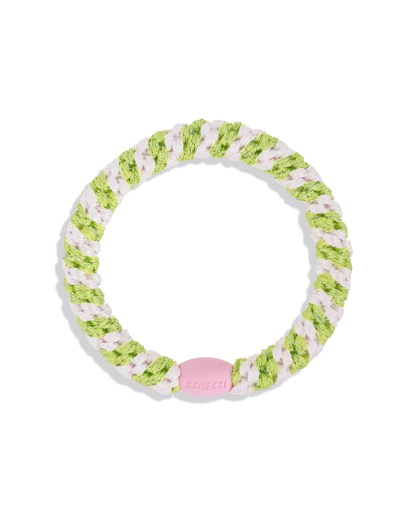 Ballet Pink Lime Glitter Stripe Hair Tie