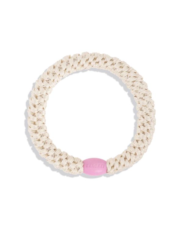 Ivory Pink Bead Hair Tie