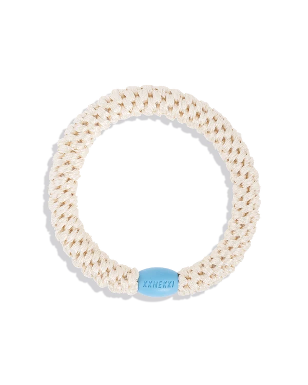 Ivory Blue Bead Hair Tie