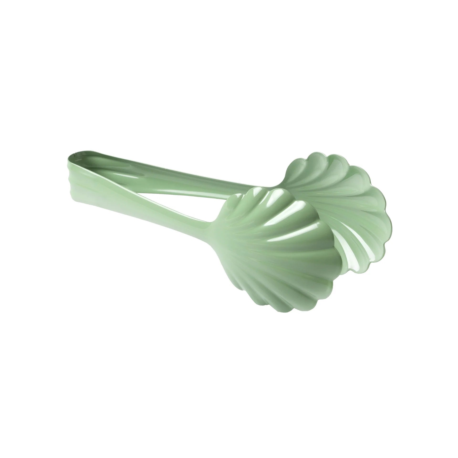 Scalloped Serving Tongs in Stainless Steel Shiny Pastel Green