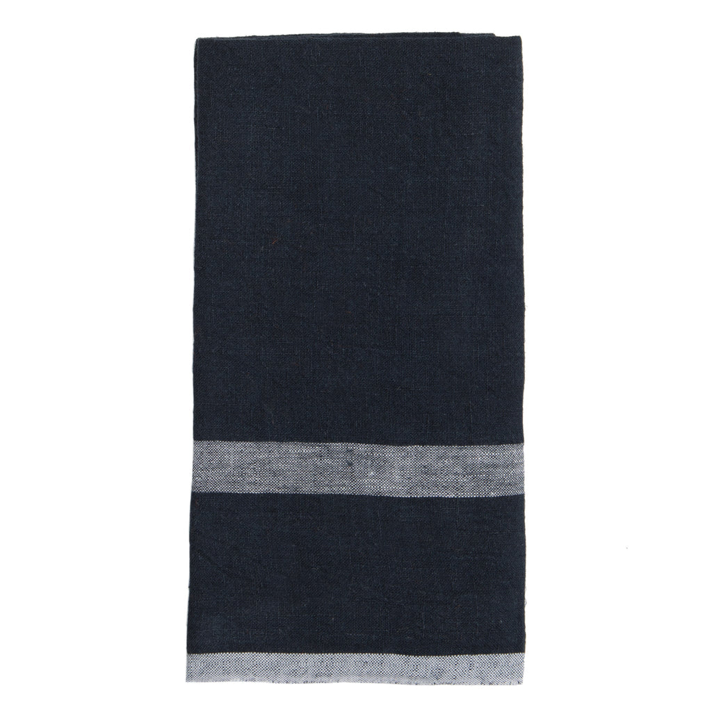 Laundered Linen Indigo/White Tea Towels - Set of 2