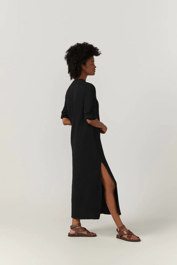 BIRD & KNOLL Frieda Shirt Dress Black | Halcyon Atelier