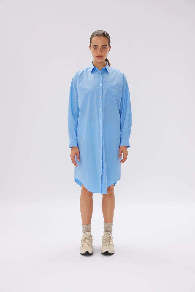 LMND The Chiara Shirt Dress Azure | Halcyon Atelier