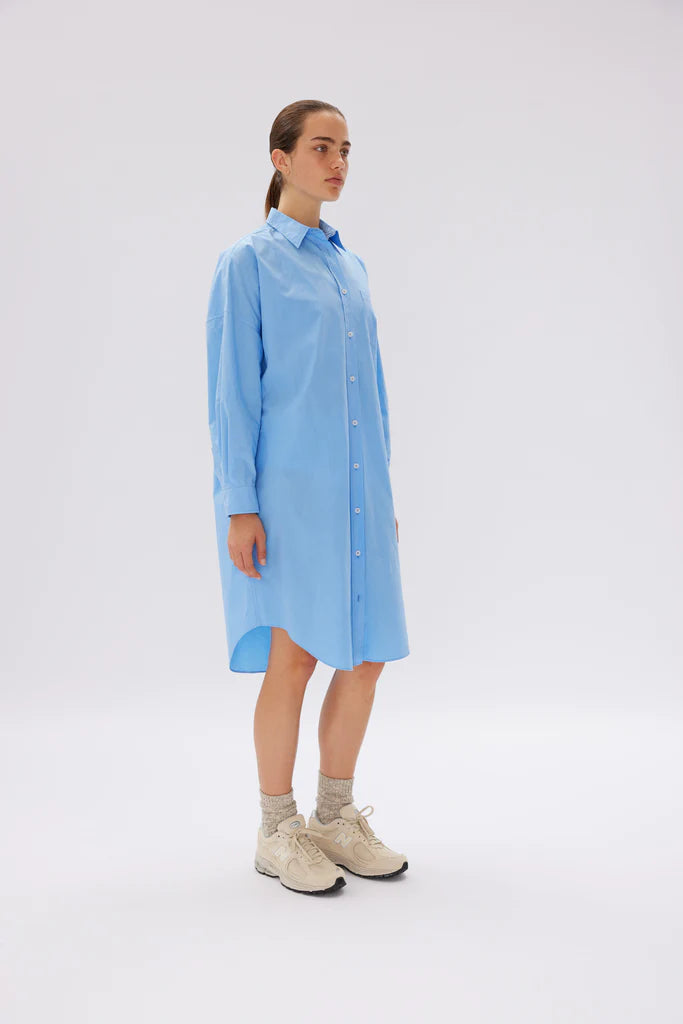 LMND The Chiara Shirt Dress Azure | Halcyon Atelier