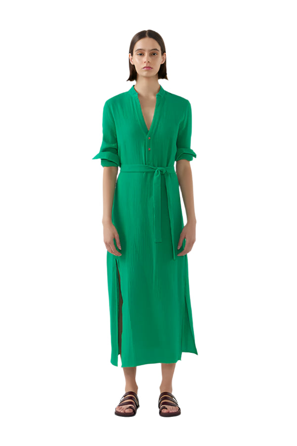 BIRD & KNOLL Frieda Shirt Dress Verde | Halcyon Atelier