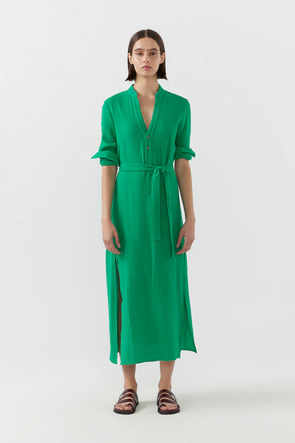 BIRD & KNOLL Frieda Shirt Dress Verde | Halcyon Atelier