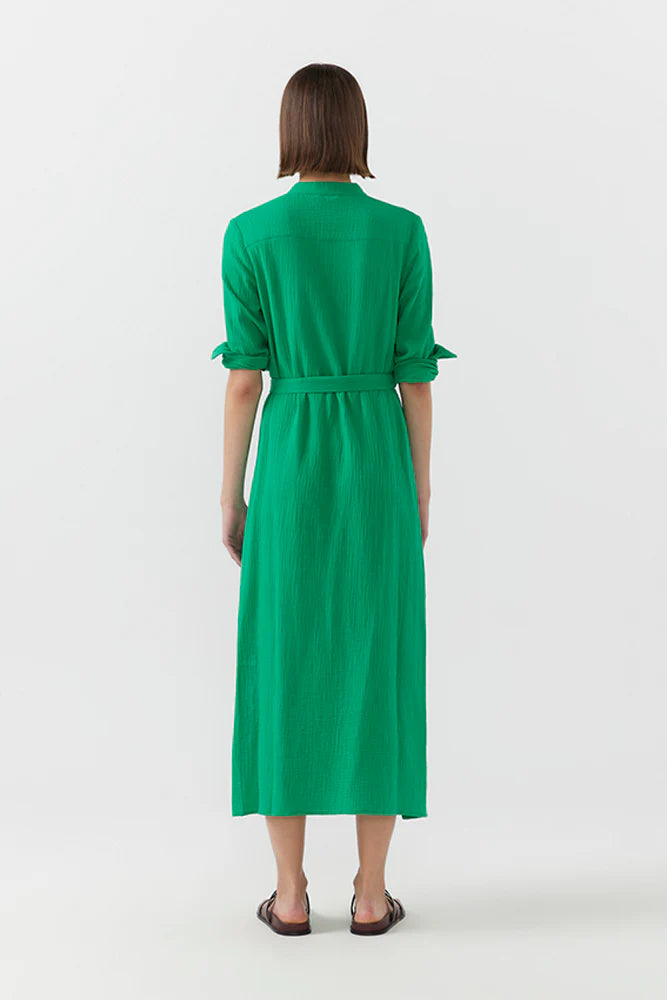 BIRD & KNOLL Frieda Shirt Dress Verde | Halcyon Atelier