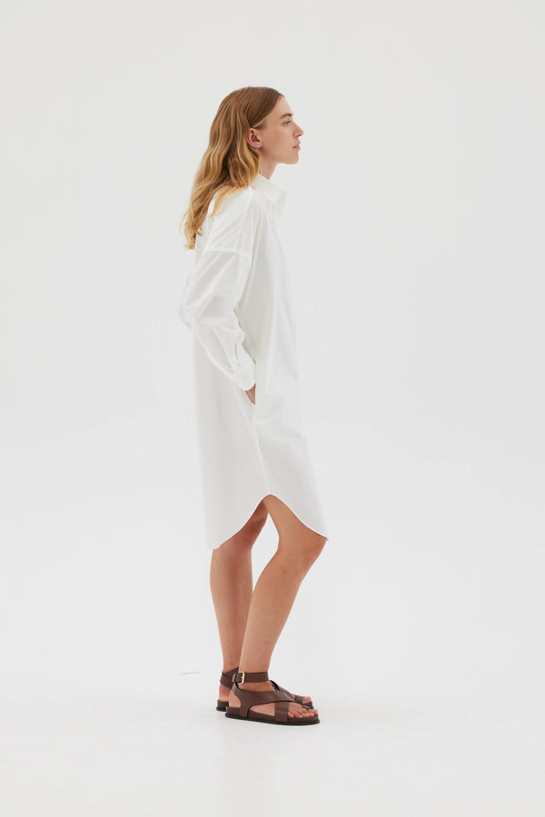 LMND The Chiara Shirt Dress White | Halcyon Atelier