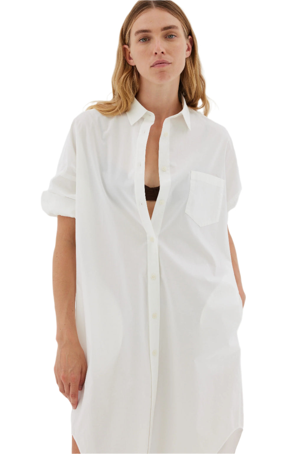 LMND The Chiara Shirt Dress White | Halcyon Atelier