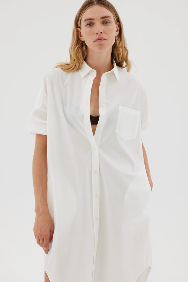 LMND The Chiara Shirt Dress White | Halcyon Atelier