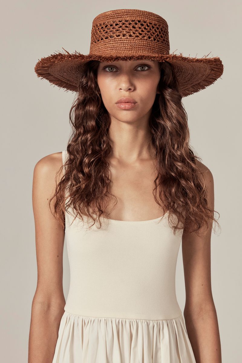 Ivy Raffia Boater Hat Nutshell