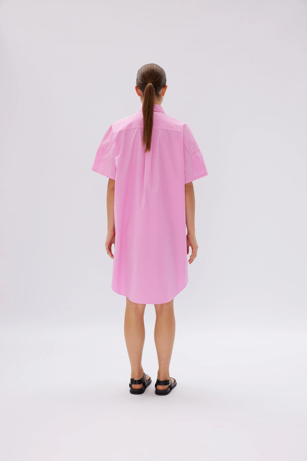 LMND The Chiara Short Sleeve Shirt Dress Bubblegum | Halcyon Atelier