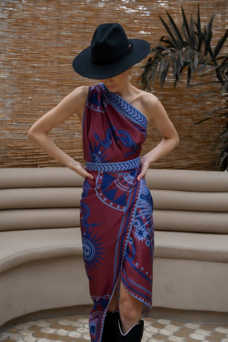 Wrap Dress Eco Silk - Nazar Burgundy