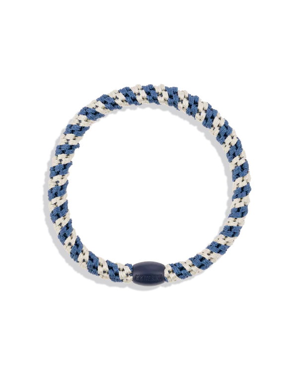 Slim Indigo Ivory Stripe Hair Tie