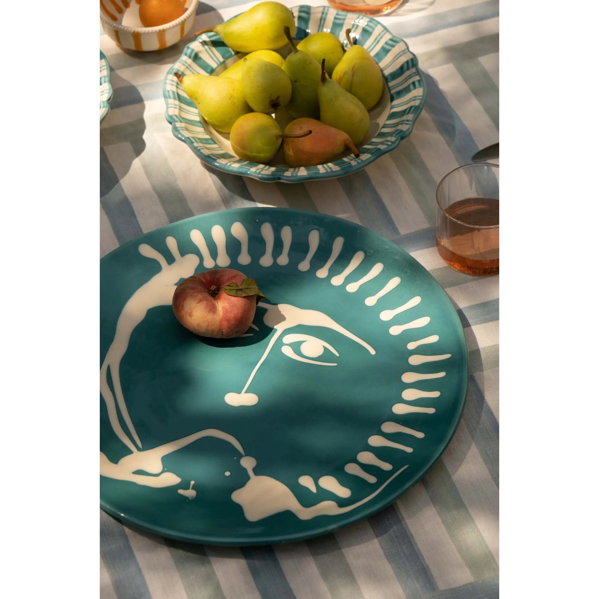 Ceramic Large Serving Face Plate Baltic Blue