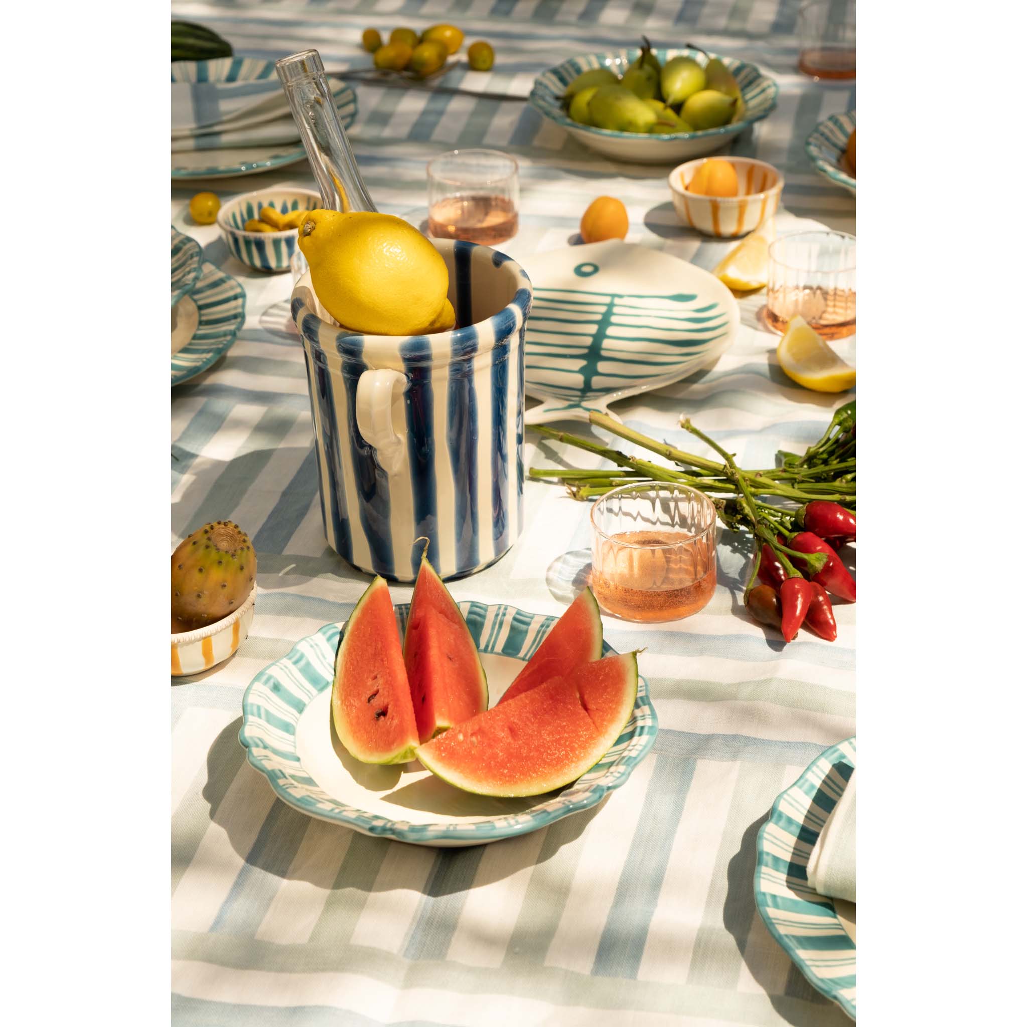 Lido Ceramic Wine cooler Blue Stripe